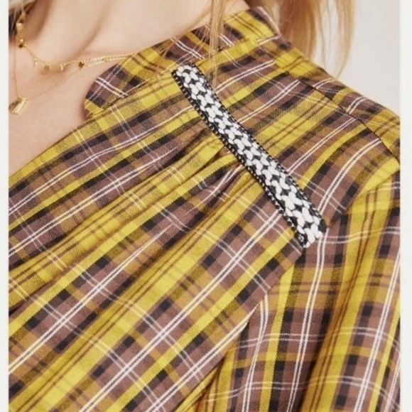Anthropologie Yellow Plaid Long Sleeve Dress - Picture 3 of 9